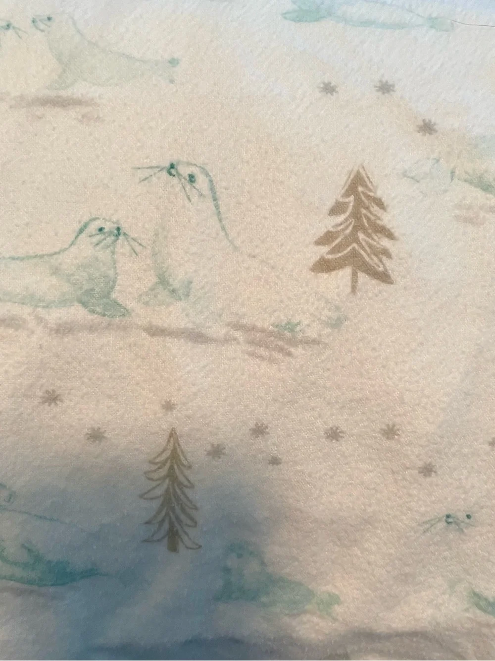 Pottery Barn Kids Flannel Winter Seal Crib Sheet